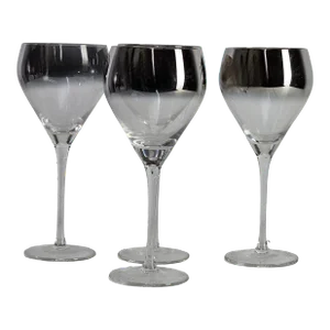 Ombre Silver Overlay Wine Glasses Goblets Set of 4