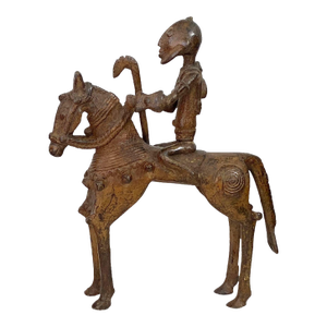 Vintage African Dogon Bronze Horseman 8.5" H
