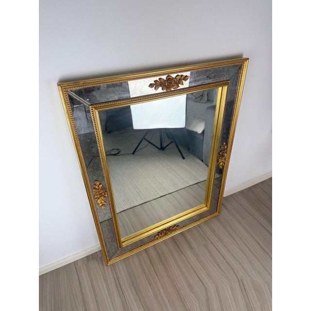 Large Vintage French Gilded Mirror by AJA Paris, 1950s For Sale - Image 9 of 11