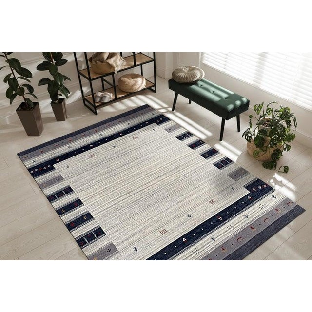 2020s 5x8 Ivory Hand-Knotted Wool Framed Openness Modernist Design Modern Carpet Rug For Sale - Image 5 of 5