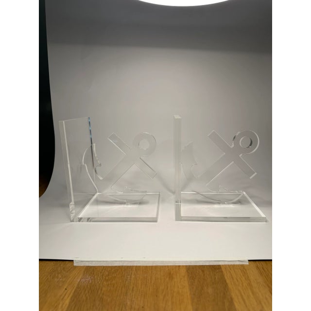 Coastal Nautical Acrylic Anchor Book Ends, a Pair For Sale - Image 9 of 10