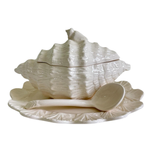 Vintage Ceramic Cream Conch Shell Tureen, Circa 1960
