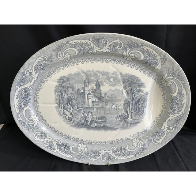 Metal Antique English Blue and White Stoneware Meat Platters, Set of 4 For Sale - Image 7 of 18
