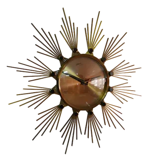 Brass Sunburst Wall Clock from Atlanta Electric, Germany, 1960s