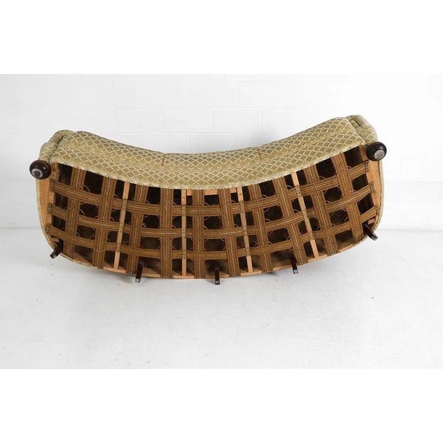 1950s Art Deco Danish Curved Banana Sofa W Textured Mohair Type Upholstery For Sale - Image 11 of 18