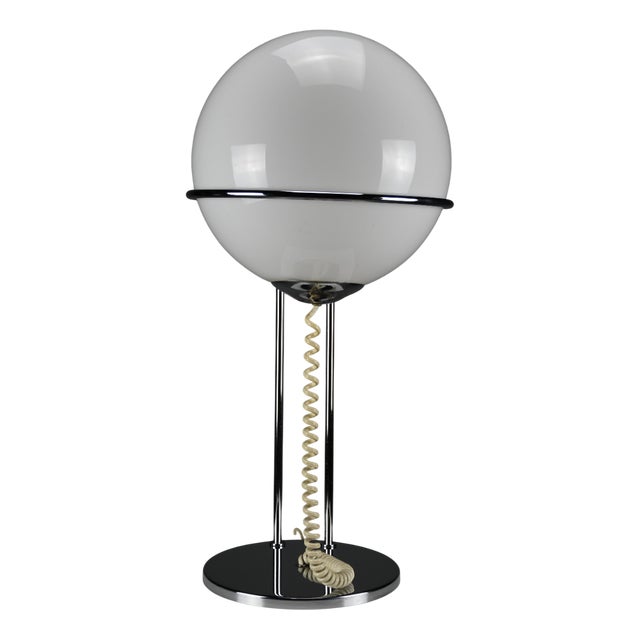 Mid-Century Modern Space Age Chrome and Glass Globe Table Lamp, 1970s For Sale