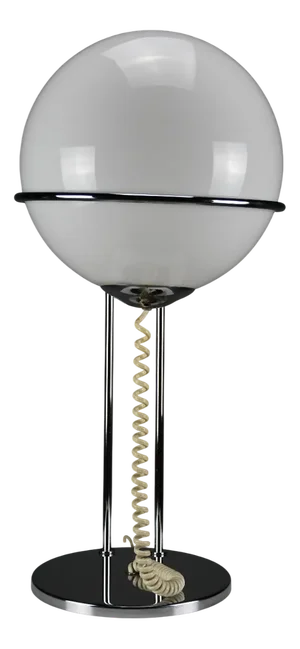 Mid-Century Modern Space Age Chrome and Glass Globe Table Lamp, 1970s