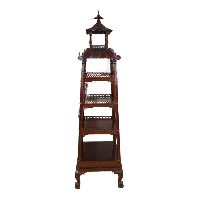 Kindel Varney & Sons Chinese Chippendale Etagere Pagoda Vitrine For Sale