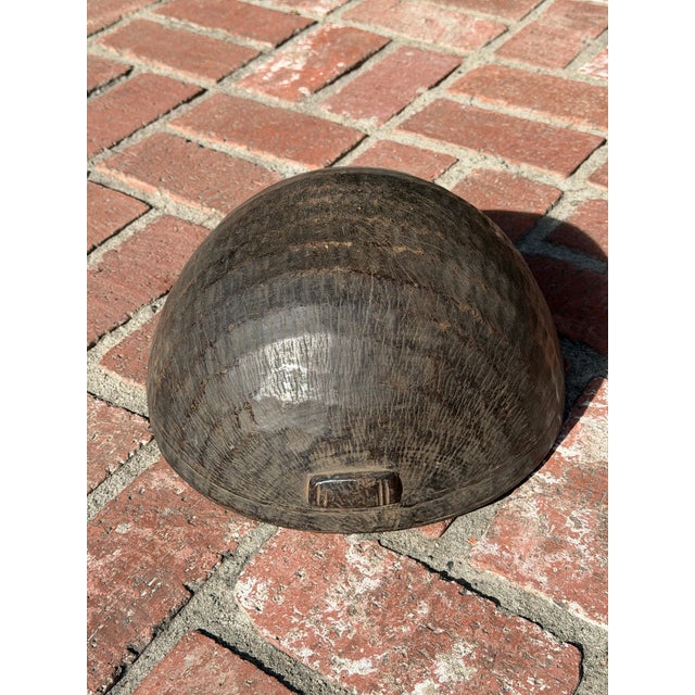 Vintage African Tazawat Wooden Milk Bowl 12 1/4” - 12 1/2” Diameter X 6 1/2” H For Sale In Los Angeles - Image 6 of 6
