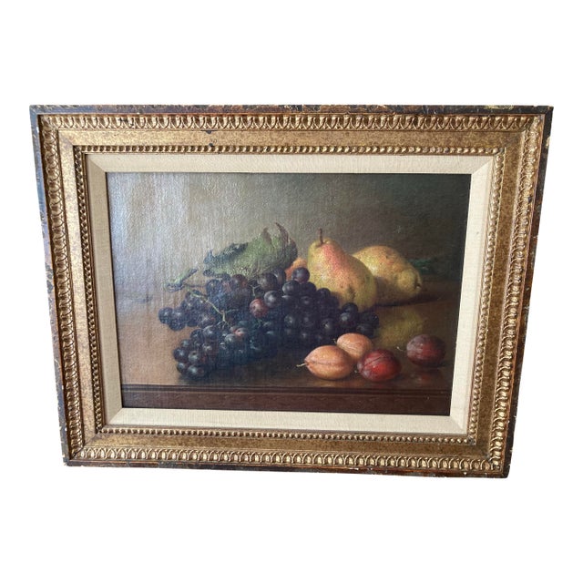 Important American Americana 1893 Painting Franklin Harrison Miller Sill Life With Grapes, Pears and Plums For Sale
