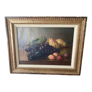Important American Americana 1893 Painting Franklin Harrison Miller Sill Life With Grapes, Pears and Plums