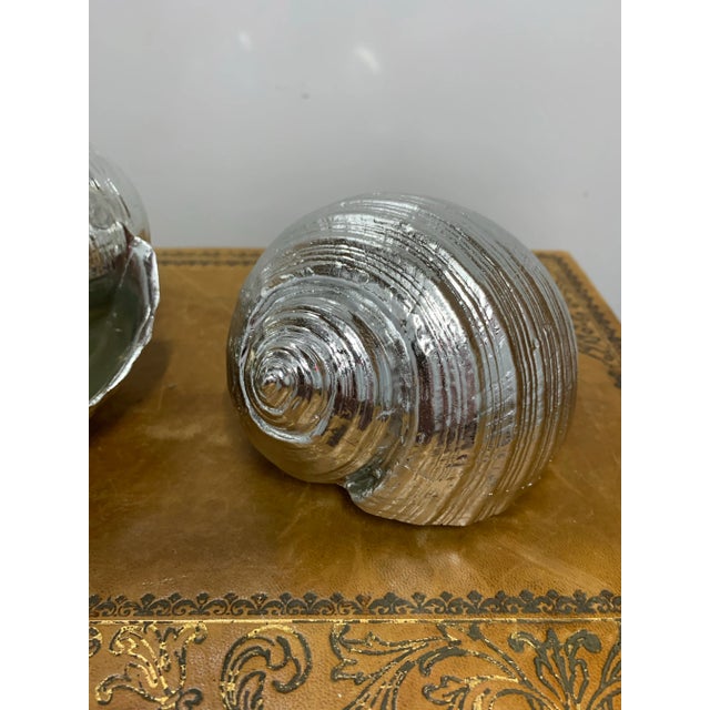 Set of 3 Vintage Faux Silver Sea Shells For Sale - Image 4 of 5