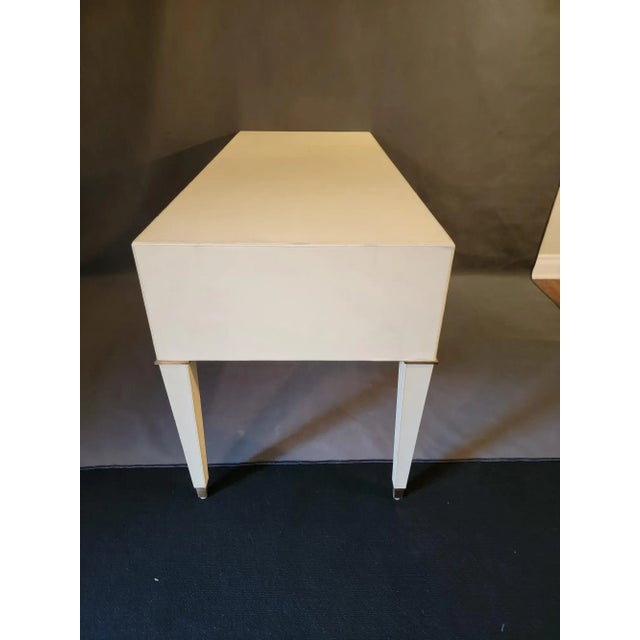 Hollywood Ivory Leather Wrapped Desk by Hunter | Chairish