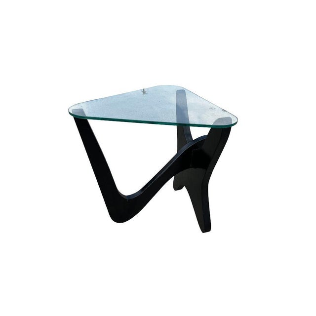 Mid-Century Modern 1950s Noguchi Style Biomorphic "Airplane" Side Table W/ Triangle Glass Top For Sale - Image 3 of 4
