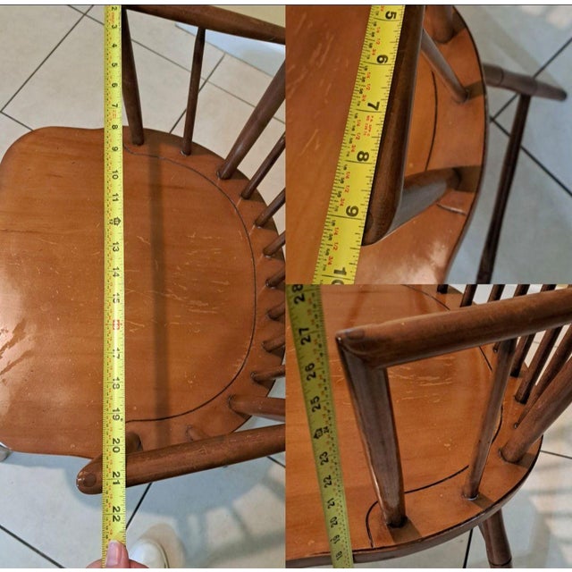 Pair Curtis Products Comb Back Windsor Armchair Solid Maple Ashburnham Ma 1950s For Sale - Image 11 of 12