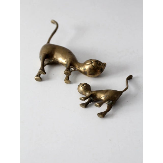 Mid Century Brass Cats Pair For Sale - Image 9 of 9