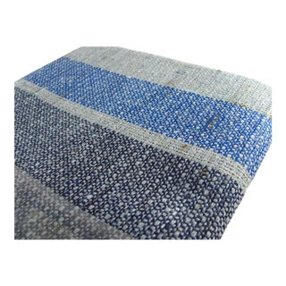 Nos Mid Century Modern Leacock Scandinavian Style Blue Gray Square Tablecloth For Sale