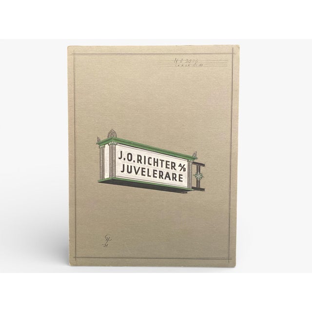 Paper Swedish Art Deco Advertising Sign Gouaches, 1930s, Set of 6 For Sale - Image 7 of 17