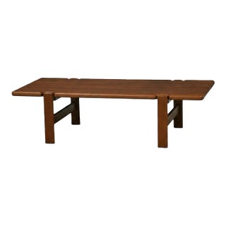 1970s Refinished Danish Modern Teak 59” Coffee Table by Niels Bach For Sale