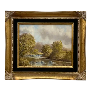 Manson Blair Original Oil Painting of River Landscape in Ireland by 20th Century Irish Artist, 1985