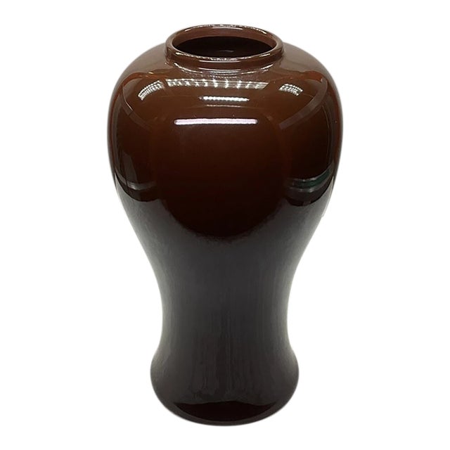 Vintage Tiffany & Co. Tiffany Gallery Collection 1998 Chocolate Brown Glaze Rare Vase For Sale