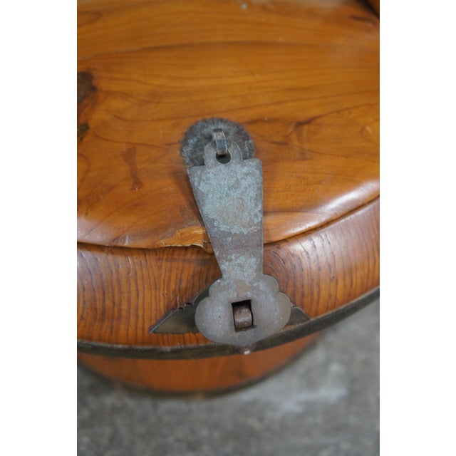 Antique Chinese Qing Dynasty Elm Carved Tea Caddy Holder Wedding Food Basket For Sale - Image 9 of 12