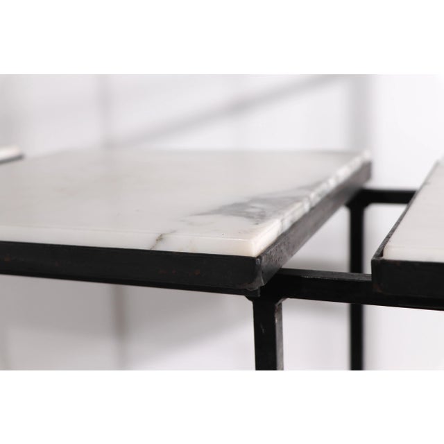 Black Iron and Marble Shelf with Adjustable Shelves Attributed to Weinberg For Sale - Image 8 of 13