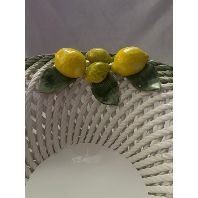 1990s Lanzarin Ceramiche Italian Hand-Painted Ceramic Basket With Lemons and Pedestal For Sale - Image 15 of 15
