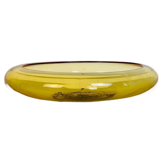 Mid-Century Italian Modern Yellow Murano Glass Bowl, 1970s For Sale