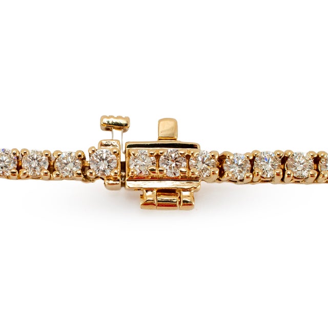 10k Yellow Gold 8.42ct Round Diamond 4 Prongs Chain Tennis Necklace For Sale In Houston - Image 6 of 8