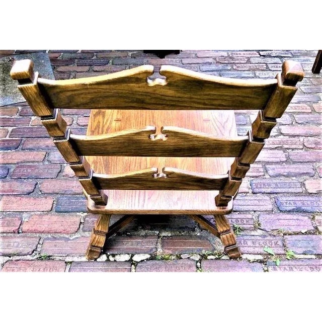 Spanish Romweber Viking Oak Chair With Original Tweed Cushions - Vintage Mid 20th Century For Sale - Image 3 of 7