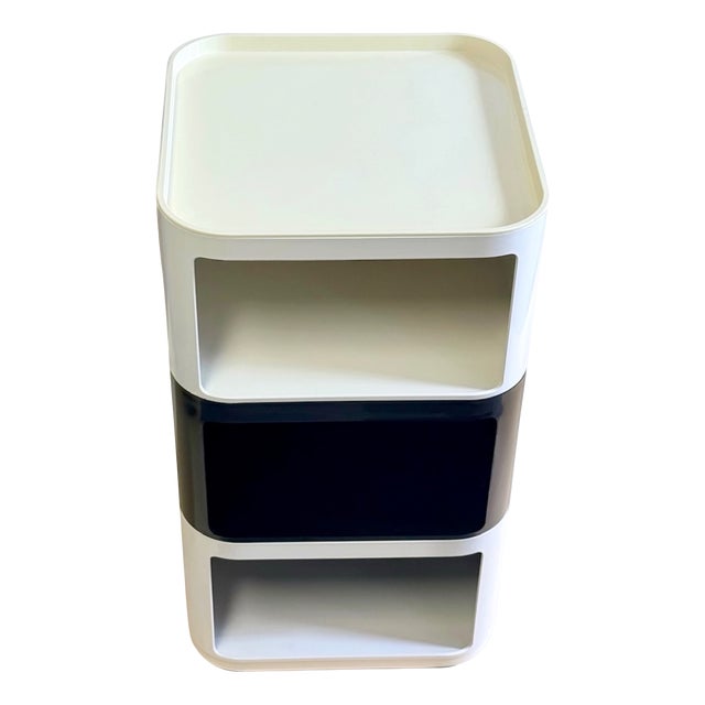 Vintage Black and White Componibili 4970 by Anna Castelli Ferrieri for Kartell, Italy, 1970s, Set of 3 For Sale