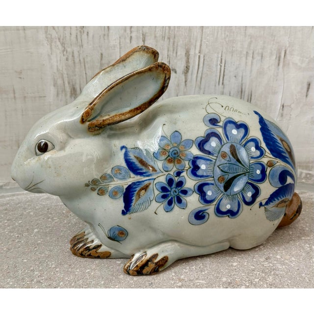 Gray Vintage ‘Ken Edwards Style’ Mexican Tonala Large Pottery Decorated Bunny, Rabbit For Sale - Image 8 of 12
