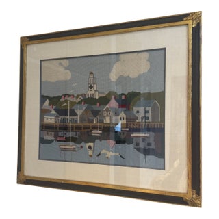 Framed Needlepoint of Nantucket Harbor For Sale