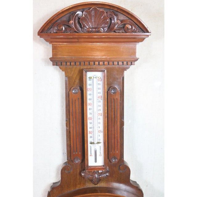 English English Edwardian Aneroid Barometer in Walnut Case For Sale - Image 3 of 8