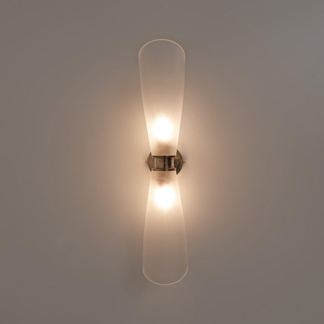 Mid-Century Modern Satin Frosted Murano Glass Wall Sconces, 2000, Set of 2 For Sale - Image 3 of 8