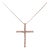 14K Rose Gold Plated .925 Sterling Silver 1.0 Cttw Champagne Diamond Gold Cross Pendant Necklace for For Sale