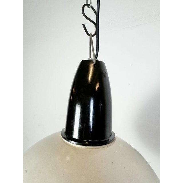 Industrial Soviet White Enamel Pendant Lamp, 1960s For Sale - Image 4 of 18