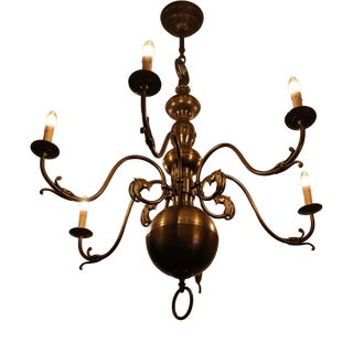 Dutch 6-Armed Chandelier with Dog Heads For Sale