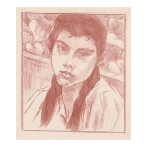1970s Portrait Lithograph of Lady