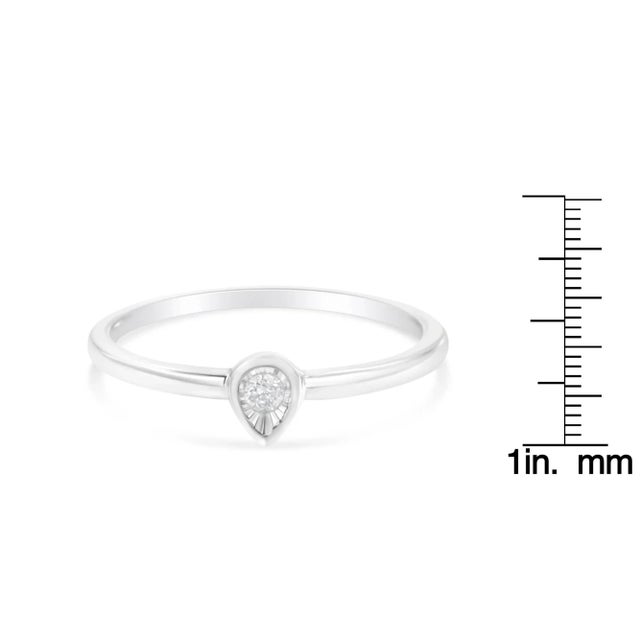 .925 Sterling Silver 1/20 Carat Diamond Teardrop Pear-Shaped Miracle Set Petite Fashion Promise Ring (J-K Color, I1-I2 Clarity) - Size 8 For Sale In New York - Image 6 of 6