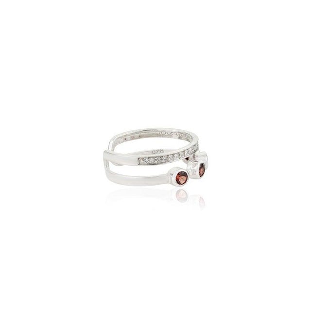 Natural Garnet Open Cuff Ring With Zircon Accents Size 7 For Sale - Image 4 of 12