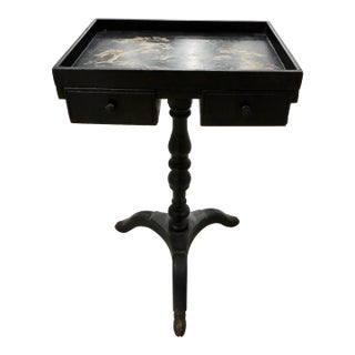 Vintage Black Lacquered Top Chinoiserie Style Tray Table For Sale