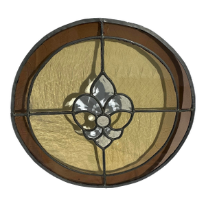 Large Vintage Round Slag Stained Glass and Beveled Glass Round Panel/Window