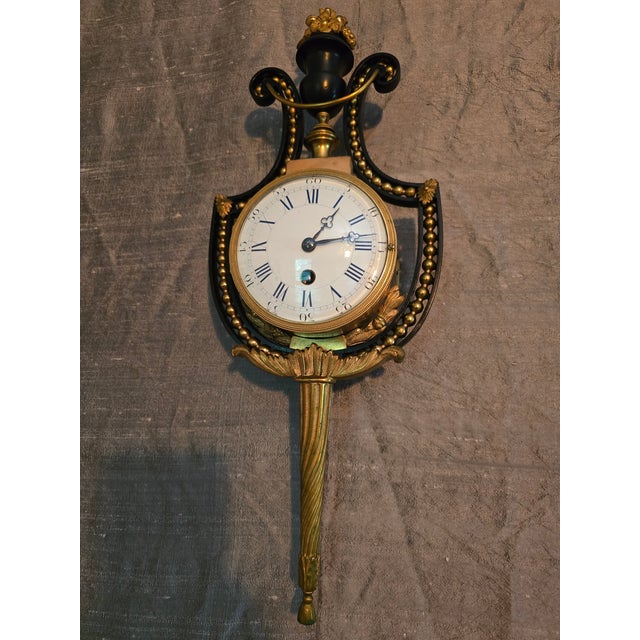Mid 19th Century Antique French Empire Gilt Bronze Ormolu Wall Clock For Sale - Image 5 of 17