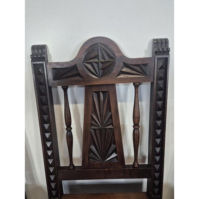 Breton Carved Chairs with Straw Seats, Set of 8 For Sale - Image 3 of 15