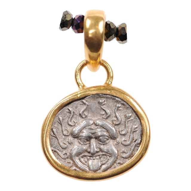 Antique Apollonia Pontika Drachm [Coin] Trimmed in 22k Gold For Sale