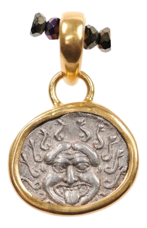 Antique Apollonia Pontika Drachm [Coin] Trimmed in 22k Gold