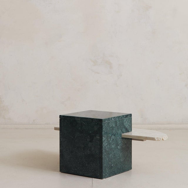 Italian Verde Marble + Limestone Side Table, 1970s For Sale - Image 4 of 11