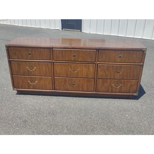 Vintage Drexel Campaign Style Dresser For Sale - Image 10 of 13